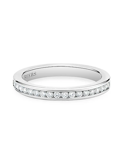 Platinum & Channel-Set Natural Diamond Half Eternity Band/2.5MM