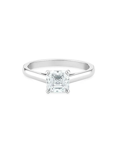 DB Classic Platinum & Asscher-Cut Natural Diamond Solitaire Engagement Ring