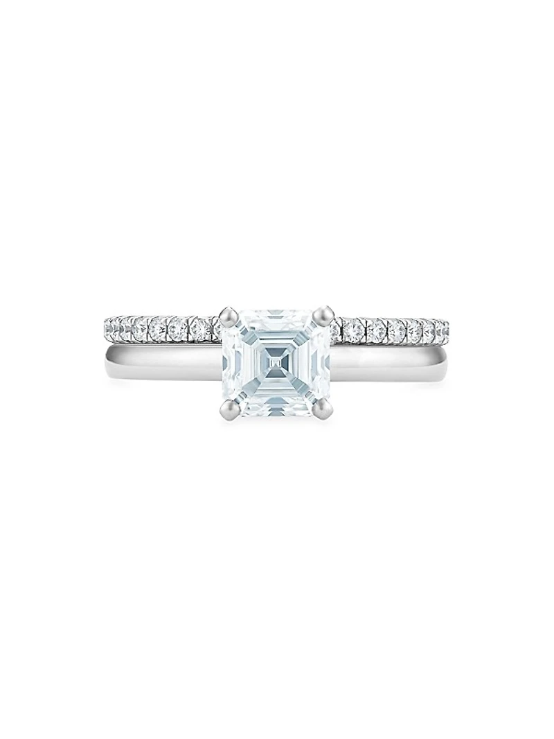 DB Classic Platinum & Asscher-Cut Natural Diamond Solitaire Engagement Ring