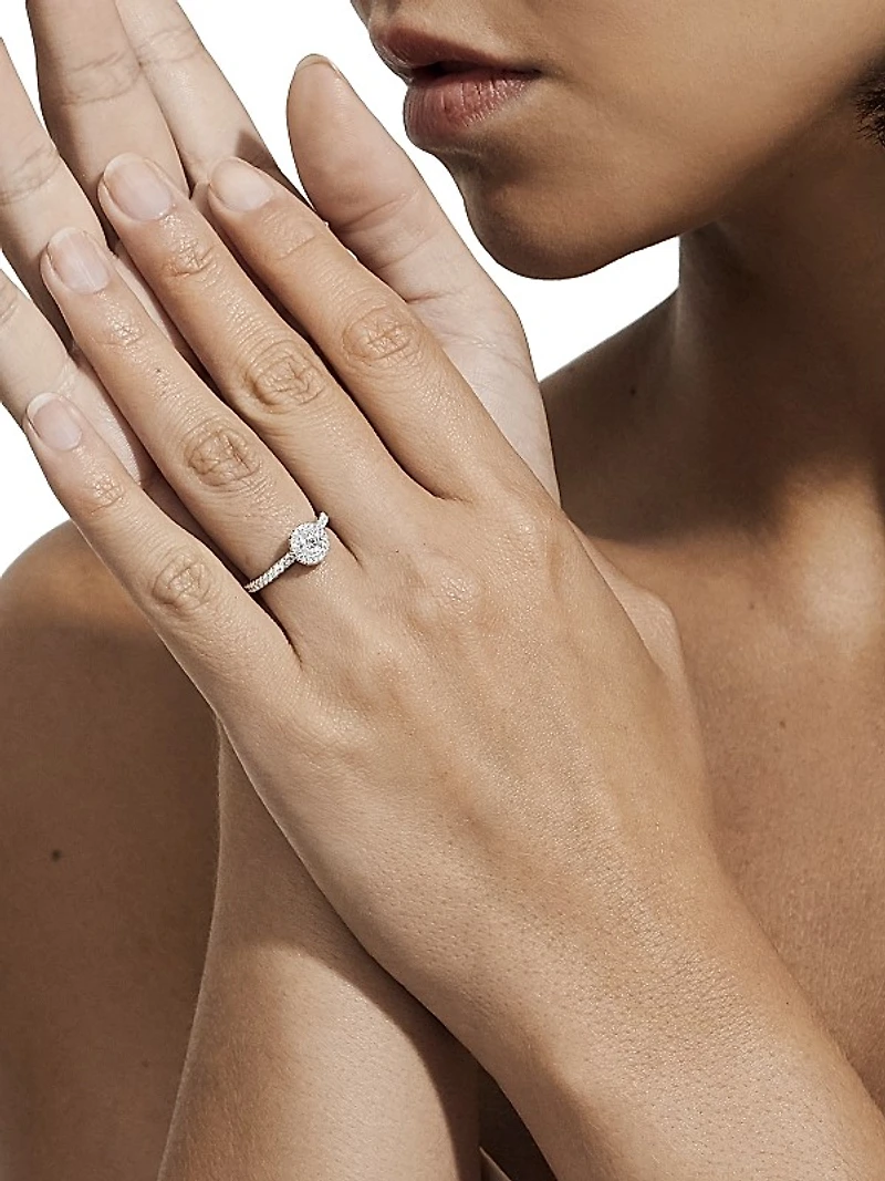 Aura Platinum & 0.89 TCW Diamond Halo Engagement Ring