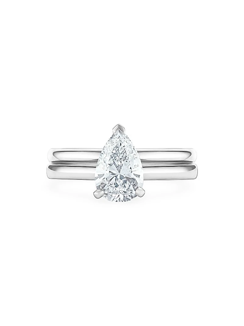 DB Classic Platinum & 1.02 TCW Pear-Cut Diamond Engagement Ring