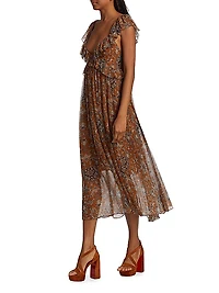 Dara Floral Ruffle Midi-Dress