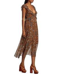 Dara Floral Ruffle Midi-Dress
