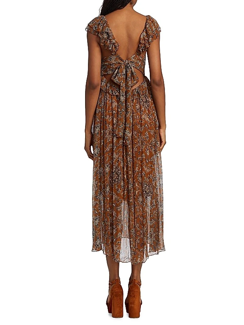 Dara Floral Ruffle Midi-Dress