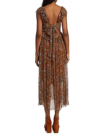 Dara Floral Ruffle Midi-Dress