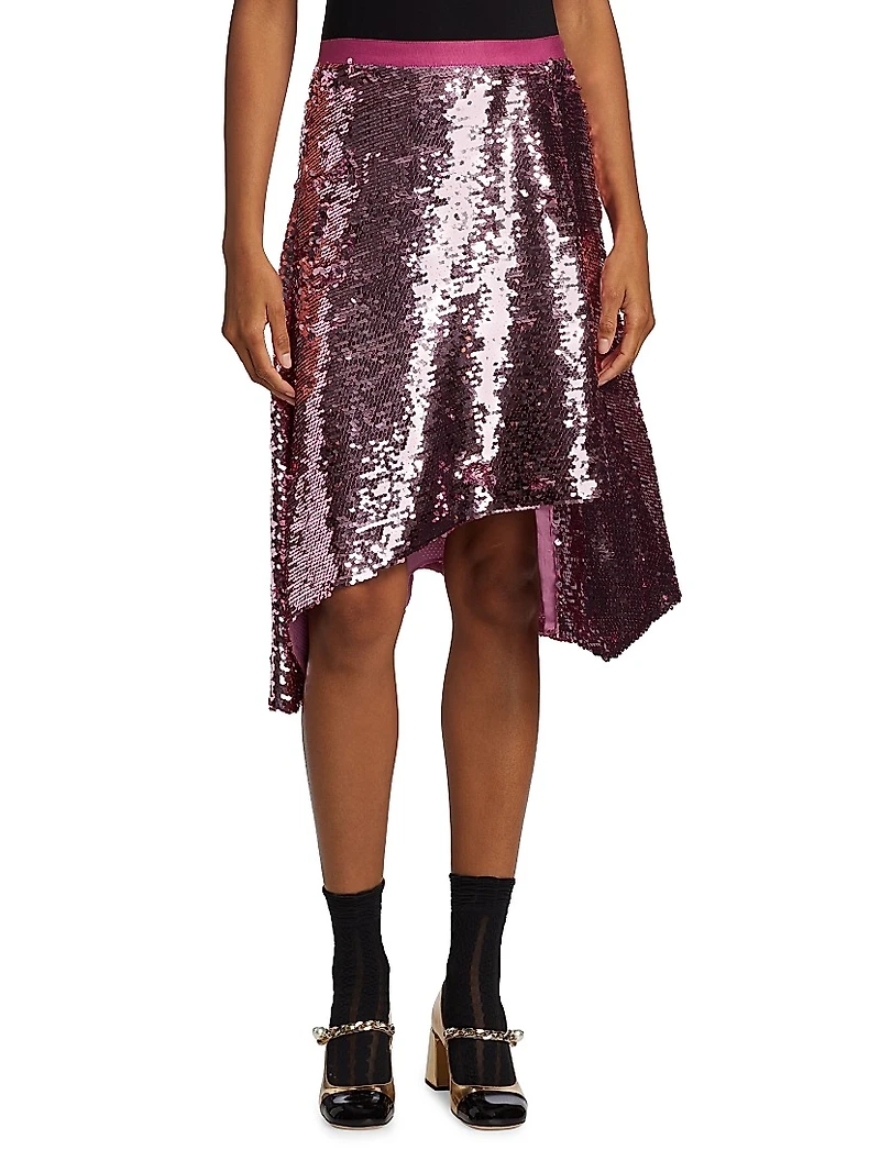 Draped Sequin Skirt