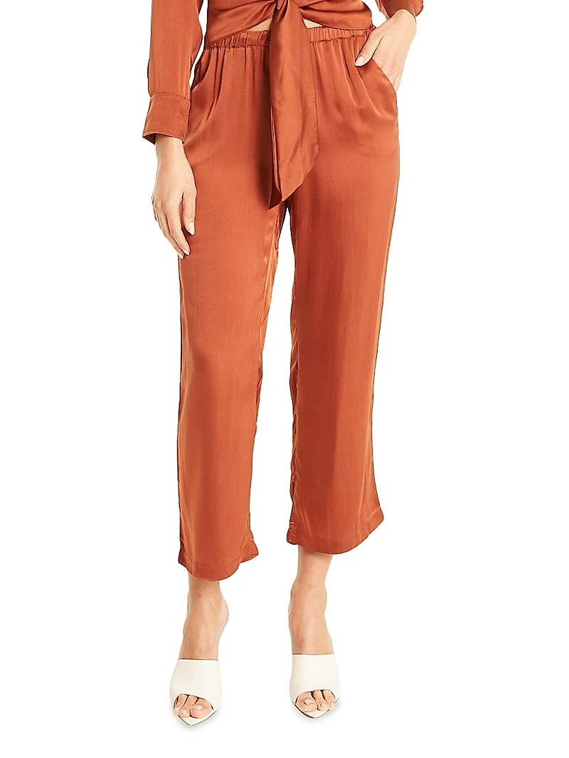 Gem Silk Drawstring Ankle Pants