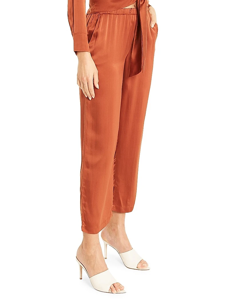 Gem Silk Drawstring Ankle Pants