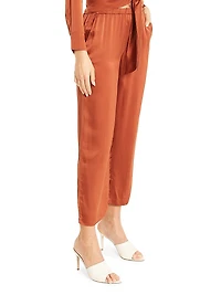 Gem Silk Drawstring Ankle Pants