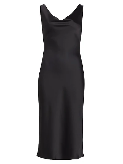 Maria Cowl-Neck Satin Midi-Dress