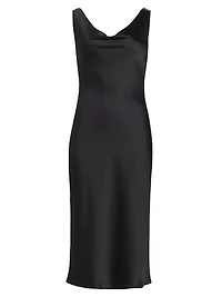 Maria Cowl-Neck Satin Midi-Dress