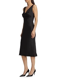 Maria Cowl-Neck Satin Midi-Dress