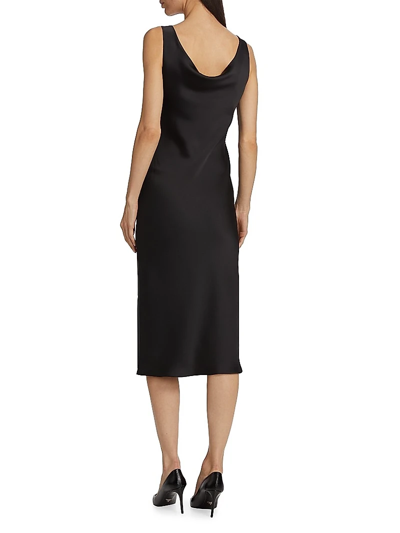 Maria Cowl-Neck Satin Midi-Dress