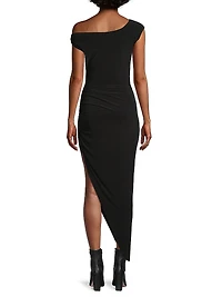 Asymmetric Drop-Shoulder Gown
