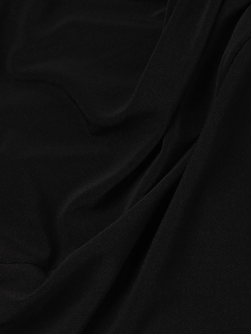 Asymmetric Drop-Shoulder Gown