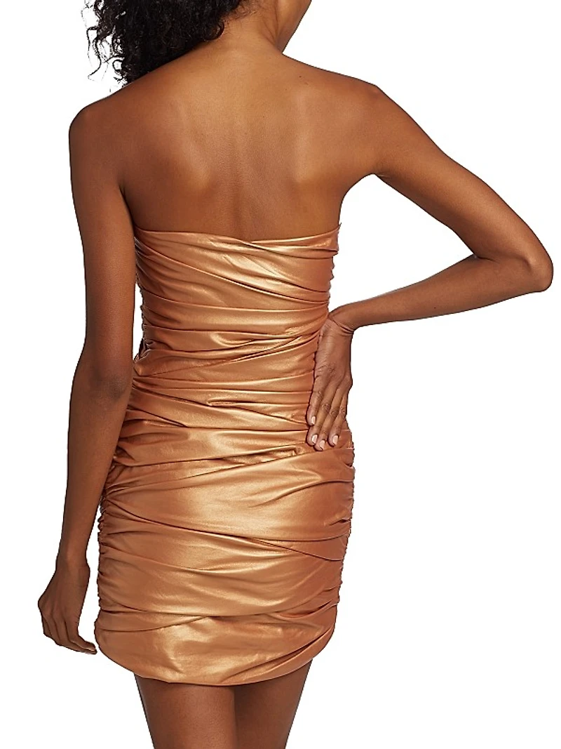 Ruched Leather Minidress