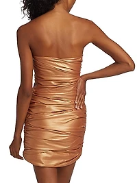 Ruched Leather Minidress