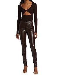 Knit Twisted Cut-Out Bodysuit
