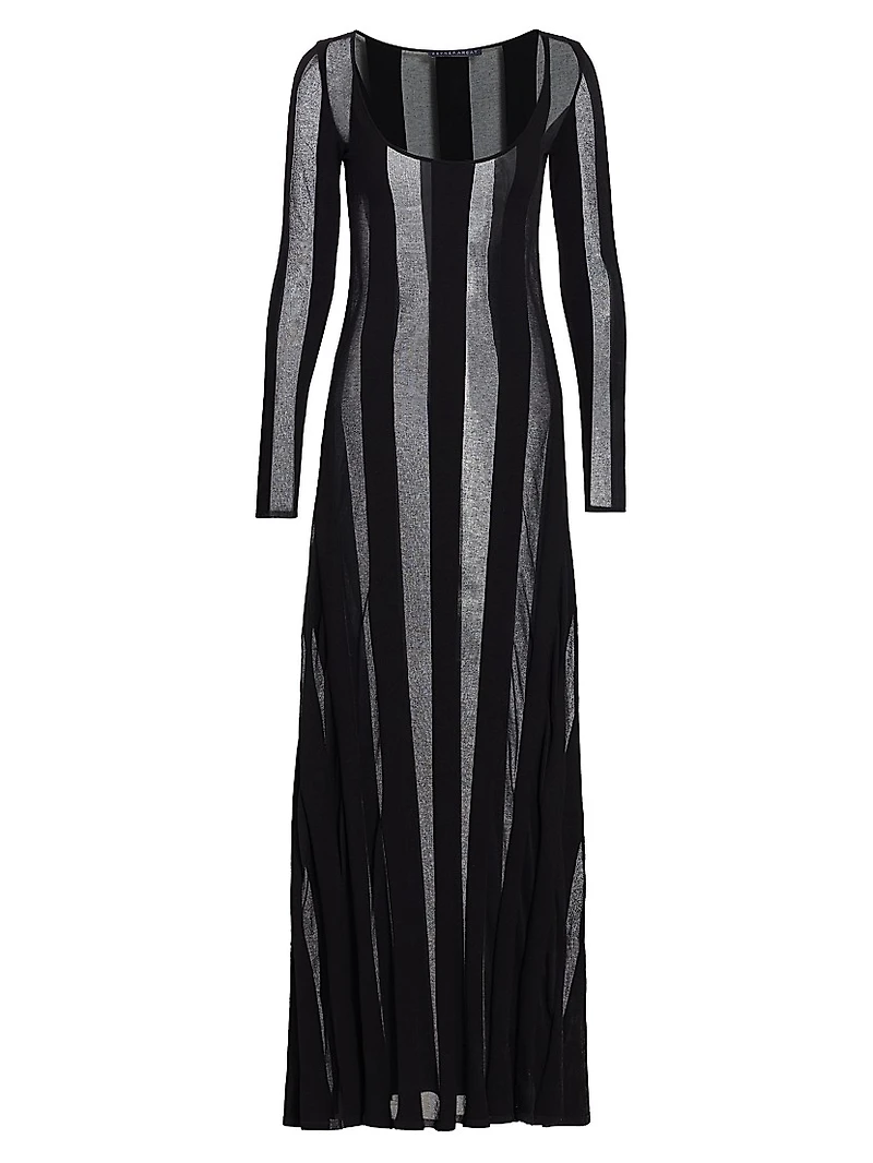 Semi-Sheer Striped Maxi Dress