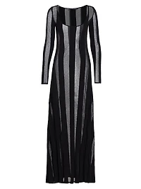 Semi-Sheer Striped Maxi Dress