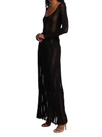 Semi-Sheer Striped Maxi Dress