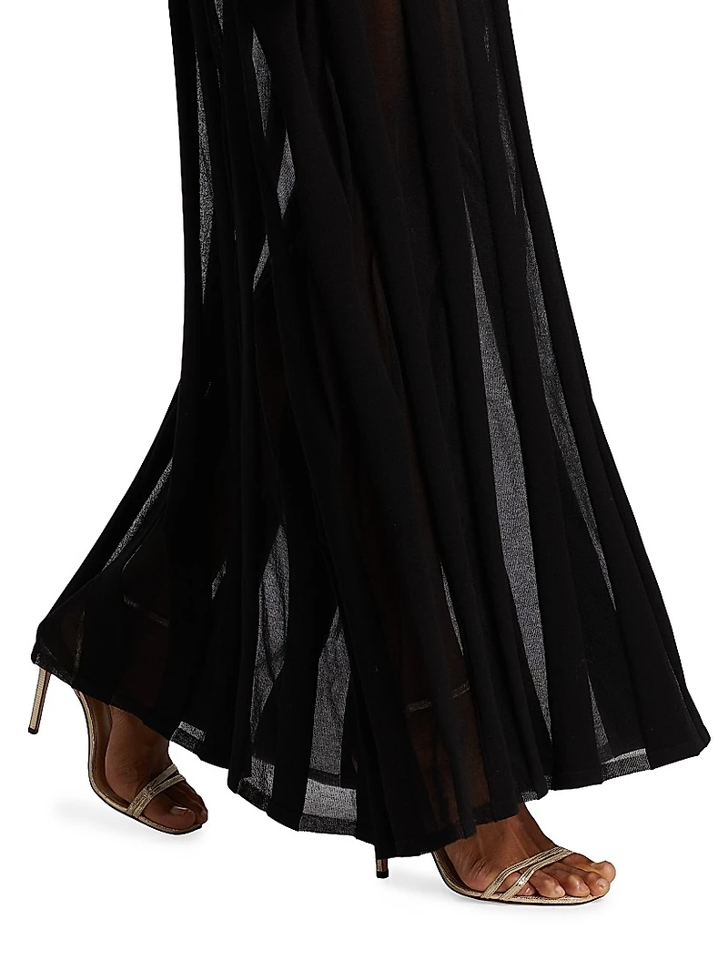 Semi-Sheer Striped Maxi Dress