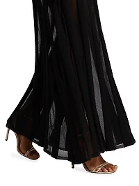 Semi-Sheer Striped Maxi Dress