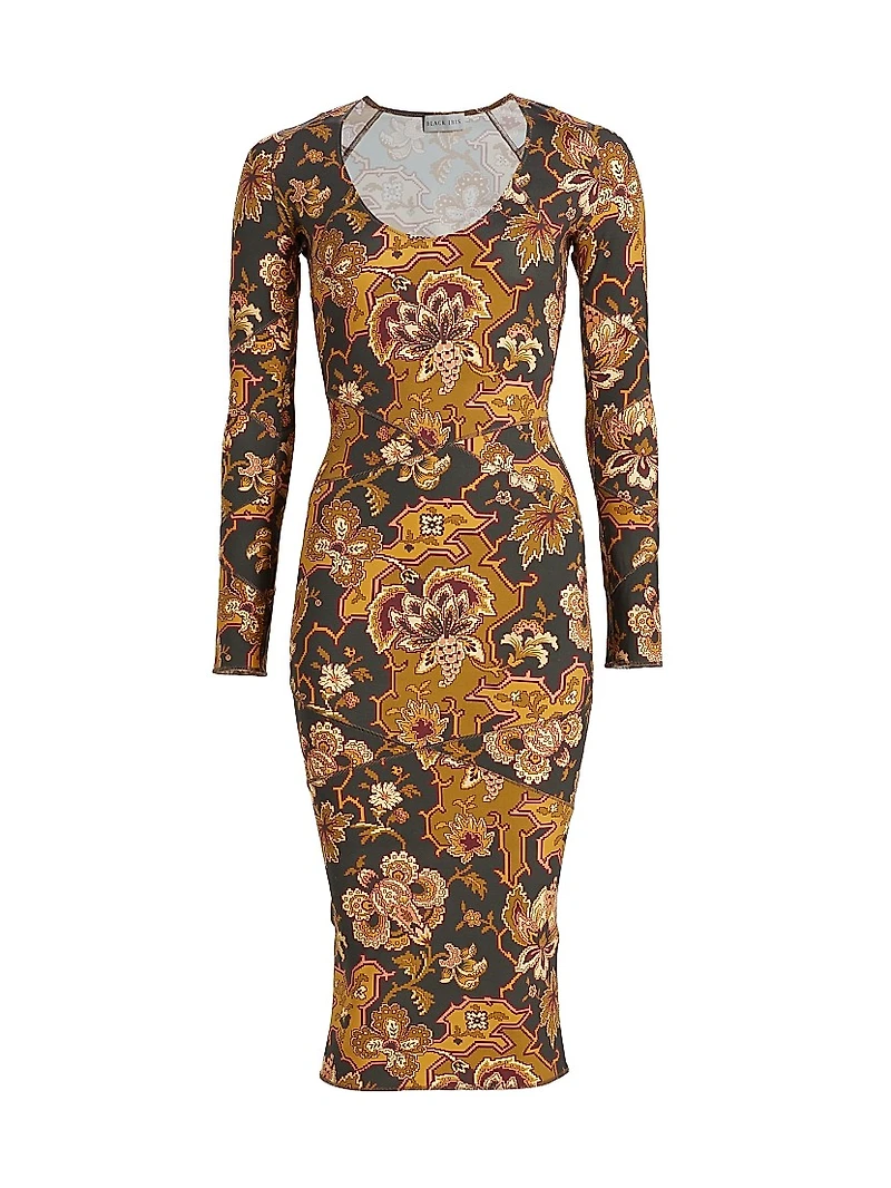 Kittie Body-Con Tapestry Midi-Dress