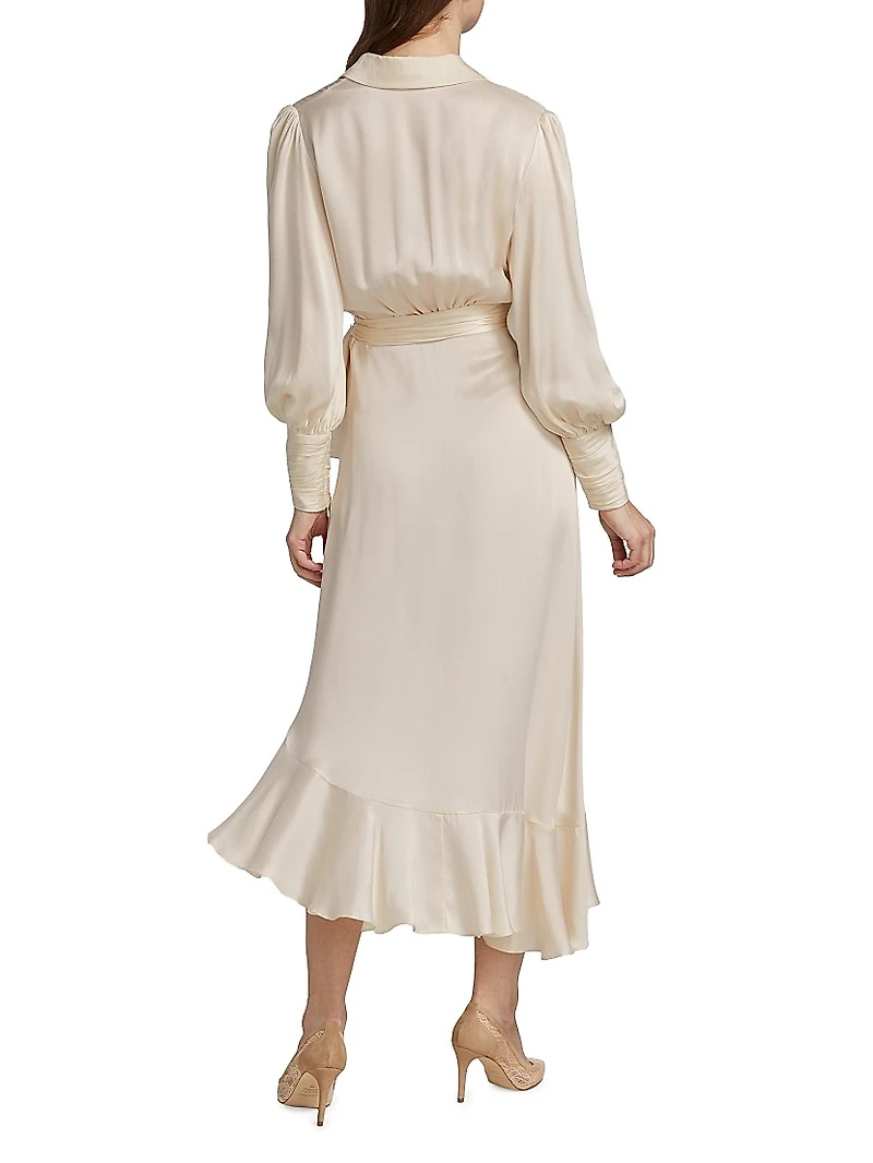 Silk Wrap Midi-Dress
