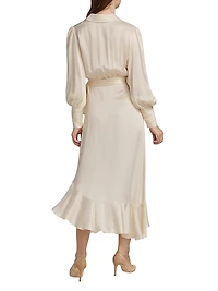 Silk Wrap Midi-Dress