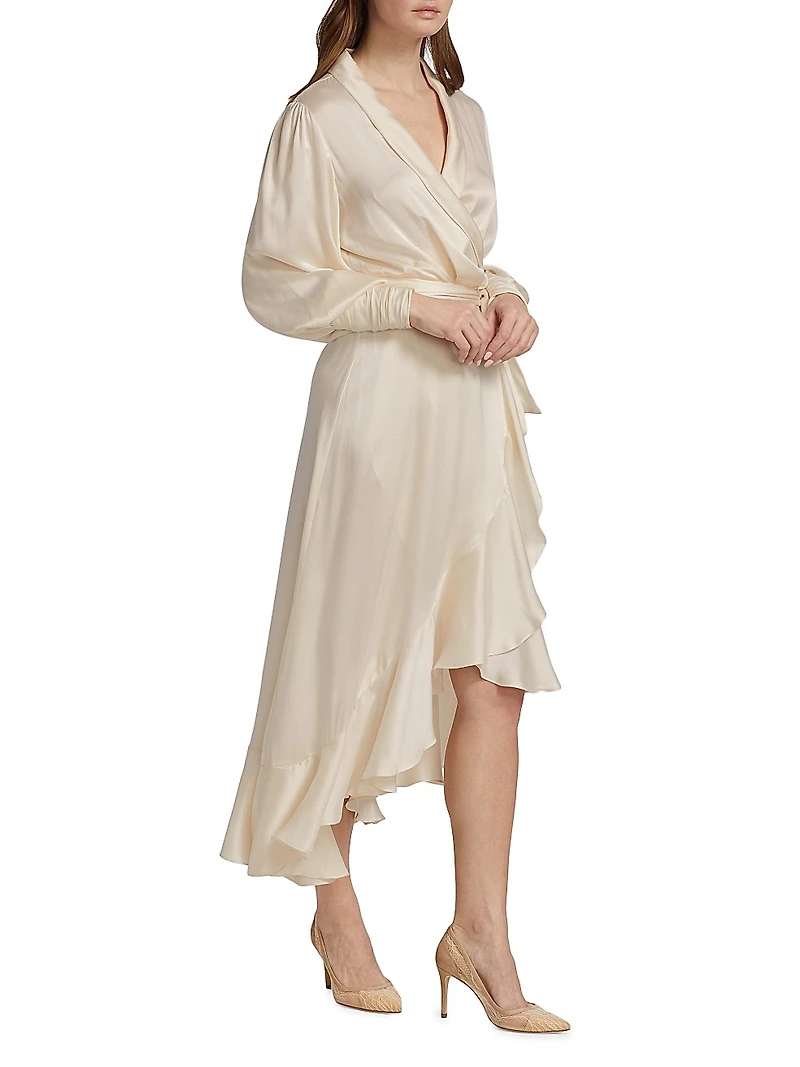 Silk Wrap Midi-Dress