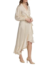 Silk Wrap Midi-Dress