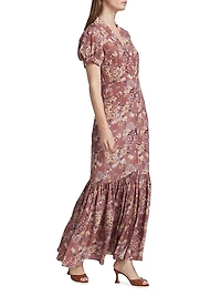 Nancy Floral Puff-Sleeve Maxi Dress