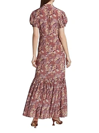 Nancy Floral Puff-Sleeve Maxi Dress