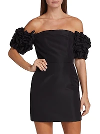 Olivia Bow-Sleeve Silk Minidress