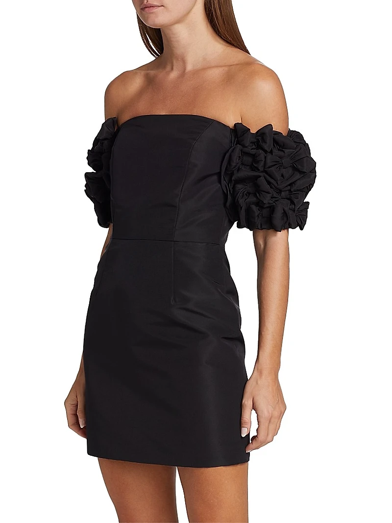 Olivia Bow-Sleeve Silk Minidress