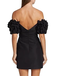 Olivia Bow-Sleeve Silk Minidress