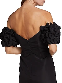 Olivia Bow-Sleeve Silk Minidress