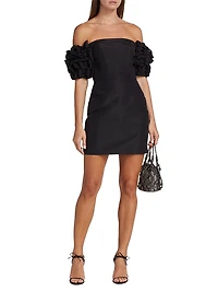 Olivia Bow-Sleeve Silk Minidress