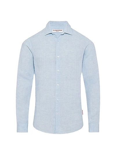 Giles Linen Button-Front Sport Shirt