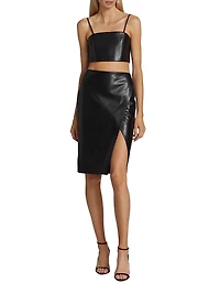 Siobhan Faux Leather Midi-Skirt