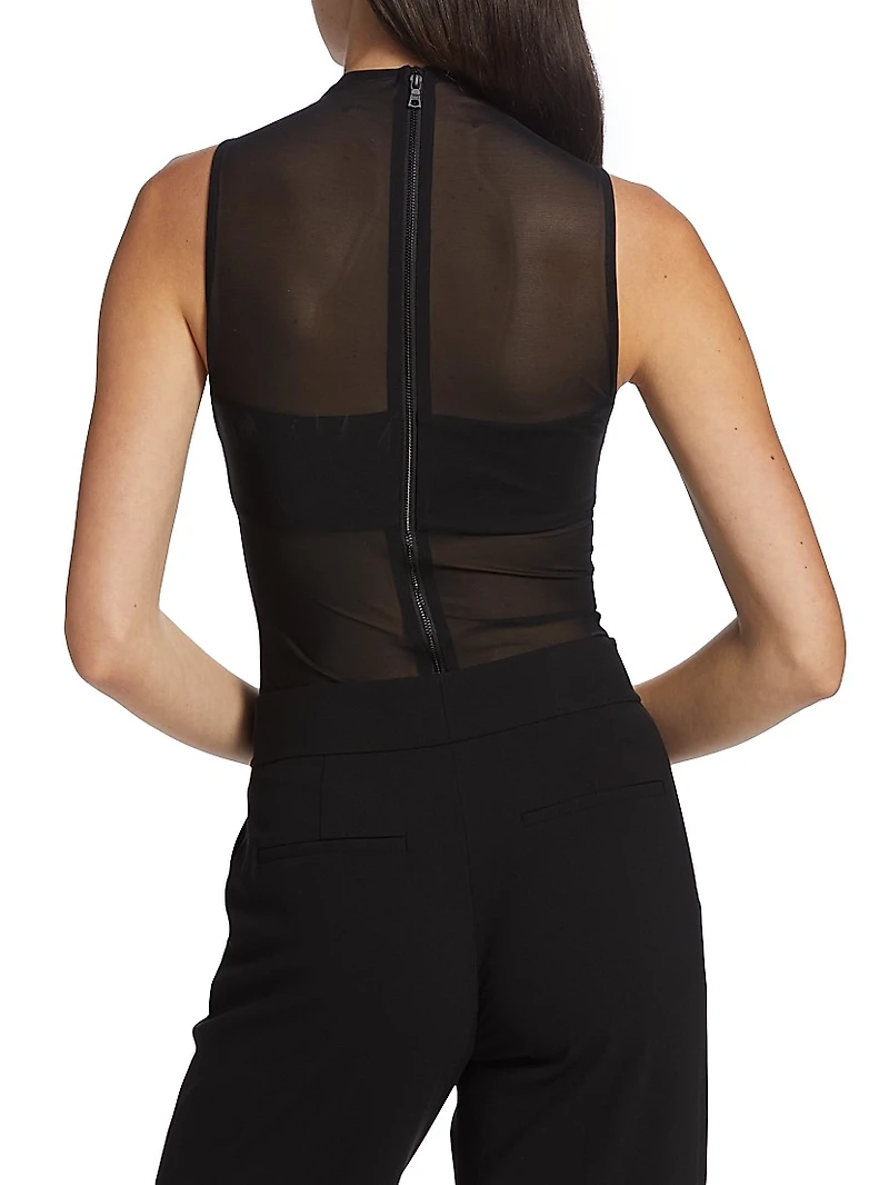 Nichol Mesh Mock Turtleneck Bodysuit