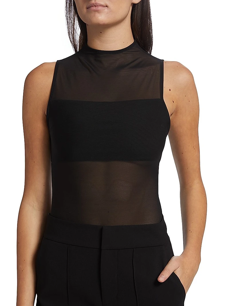Nichol Mesh Mock Turtleneck Bodysuit