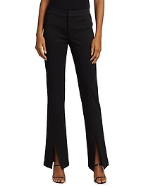 Emiko High-Waisted Slit-Hem Pants