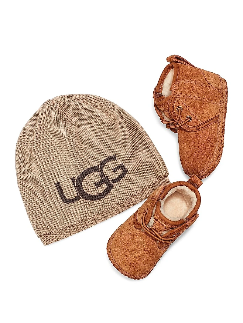 Baby's Neumel Booties & Ugg Beanie Gift Set