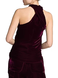 Knotted Halterneck Velvet Top