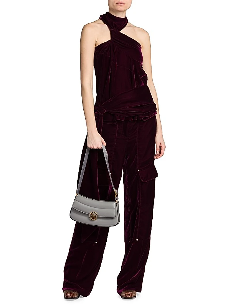 Knotted Halterneck Velvet Top