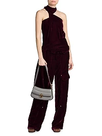 Knotted Halterneck Velvet Top