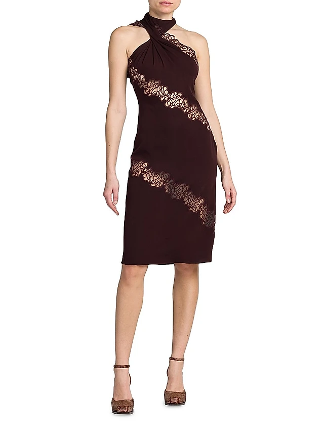 Kiss The Sky Alessandra Spliced Velvet & Lace Slip Dress | The Summit