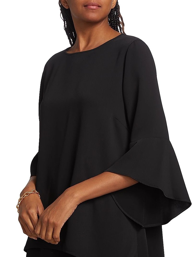 Julia Crepe Bell-Sleeve Tunic